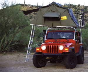 Jeep rooftop tent setup