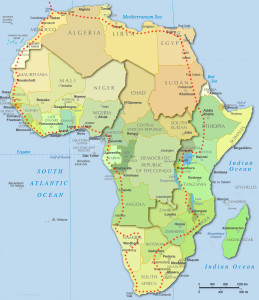 The proposed route Dan will take around Africa