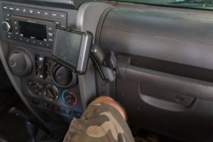 Finished GPS mounted from passenger seat. I'm 6'2" and the seat is not all the way back - plenty of room