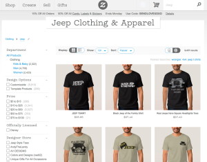 Zazzle "Jeep" Search Sample